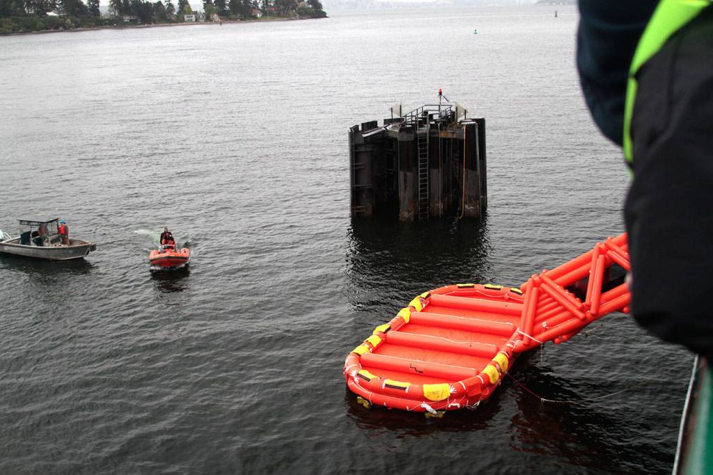 A slide to safety: WSF conducts emergency evacuation drills at Winslow terminal | Gallery