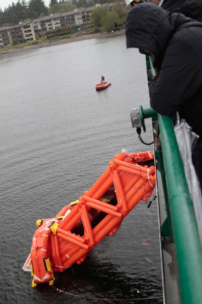 A slide to safety: WSF conducts emergency evacuation drills at Winslow terminal | Gallery