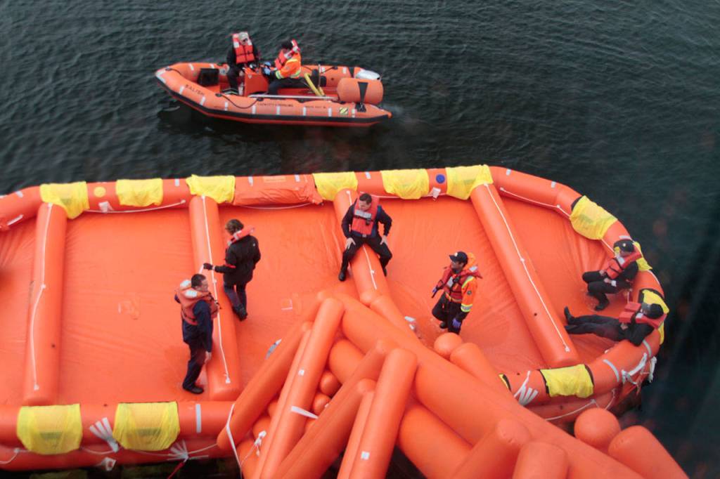 A slide to safety: WSF conducts emergency evacuation drills at Winslow terminal | Gallery