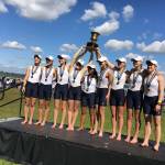 Photo courtesy of Patrick Batson                                Bainbridge Island Rowing&rsquo;s Women&rsquo;s Lightweight 8+ (Elsa Derrickson, Caroline Najarian, Lydia Goss, Ellie Genkinger, Gracie Dymoke, Sofia Wilkinson, Emily Fink, Mina Bianchi and cox Olivia Zachariah) won their final race at the recent USRowing Northwest Youth Championships at Vancouver Lake in Vancouver, Washington to qualify for Nationals.