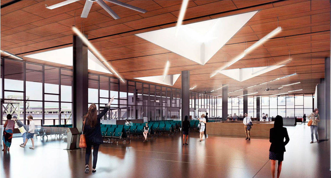 Image courtesy of Washington State Ferries | A rendering of what the interior of the newly-rebuilt Colman Dock will be like.