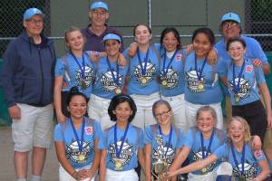Samuel Alpaugh photo                                The Ice gather for a photo after winning the 2017 Little League Majors Softball Championship last week.