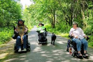 Photo courtesy of Marsha Cutting | Ian Mackay, Jenna Clark and Marsha Cutting at Fort Ward Park. Cutting and Mackay, of Port Angeles, will embark on a wheelchair hiking trip on several paved trails in the Paradise area of Mount Rainier to bring awareness to the need for more accessible trails on Monday, July 31.                                 Photo courtesy of Marsha Cutting | Ian Mackay, Jenna Clark and Marsha Cutting at Fort Ward Park. Cutting and Mackay, of Port Angeles, will embark on a wheelchair hiking trip on several paved trails in the Paradise area of Mount Rainier to bring awareness to the need for more accessible trails on Monday, July 31.                                 Photo courtesy of Marsha Cutting | Ian Mackay, Jenna Clark and Marsha Cutting at Fort Ward Park. Cutting and Mackay, of Port Angeles, will embark on a wheelchair hiking trip on several paved trails in the Paradise area of Mount Rainier to bring awareness to the need for more accessible trails on Monday, July 31.                                 Photo courtesy of Marsha Cutting | Ian Mackay, Jenna Clark and Marsha Cutting at Fort Ward Park. Cutting and Mackay, of Port Angeles, will embark on a wheelchair hiking trip on several paved trails in the Paradise area of Mount Rainier to bring awareness to the need for more accessible trails on Monday, July 31.