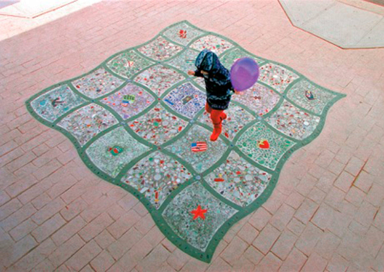 Photo courtesy of Mesolini Glass Studio | &ldquo;Beach Glass Quilt,&rdquo; by Diane Bonciolini and Gregg Mesmer. Mesolini Glass Studio celebrates 40 years of operation on Bainbridge Island this year, and will host a special Bainbridge Working Studios Summer Show from 10 a.m. to 5 p.m. Friday, Aug. 11 through Sunday, Aug. 13.
