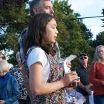 Nick Twietmeyer | The Bainbridge Island Review Hanah Deets took a moment to speak up at the vigil, calling President Trump a bully.