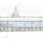 Photo courtesy of Cutler Anderson Architects                                An early conceptual drawing depicting the exterior of Burns&rsquo; proposed hotel.