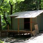 Nick Twietmeyer | The Bainbridge Island Review                                One of two cabins at Fay Bainbridge Park that are set to be completed by the end of August.