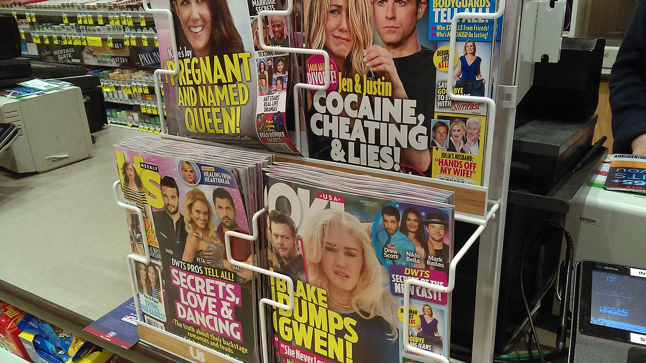 Luciano Marano | Bainbridge Island Review - Scurrilous publications for sale at a Bainbridge shop checkout counter. Media veracity and so-called &ldquo;fake news&rdquo; is the main subject of the upcoming Library U four-part lecture series at the Bainbridge Public Library.