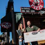 Luciano Marano | Bainbridge Island Review - Will Grant, seen here with mother, Marti, won first place from among more than 40 pizza chefs in the non-traditional category of the recent Caputo Cup pizza competition New Jersey.