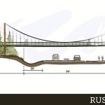 One of the options  a rustic suspension design  for a pedestrian bridge over Highway 305. (Image courtesy of the city of Bainbridge Island).