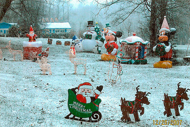 A photo of the Callahams display with a little extra embellishment added by Mother Nature.