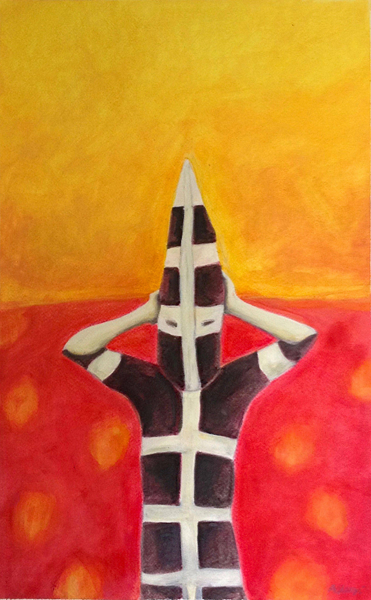 Gerardo Aguayo, Sekam Shaman 1 (oil pastels on paper). (Image courtesy of The Island Gallery)