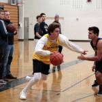 Luciano Marano | Bainbridge Island Review - Returning Bainbridge High senior basketball star Charlie Hoberg drives toward the net in a recent practice session.