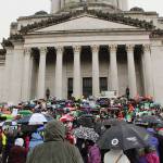 Hundreds of people turned out for the annual March for Life on Monday, Jan. 22. Most were opposed to bills heard that same day concerning abortion and contraceptive measures. (Taylor McAvoy | WNPA Olympia News Bureau)
