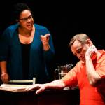 Elena Flory-Barnes stars as Gloria and Chip Wood as Rick in Building the Wall at Bainbridge Performing Arts. (Photo courtesy of BPA)