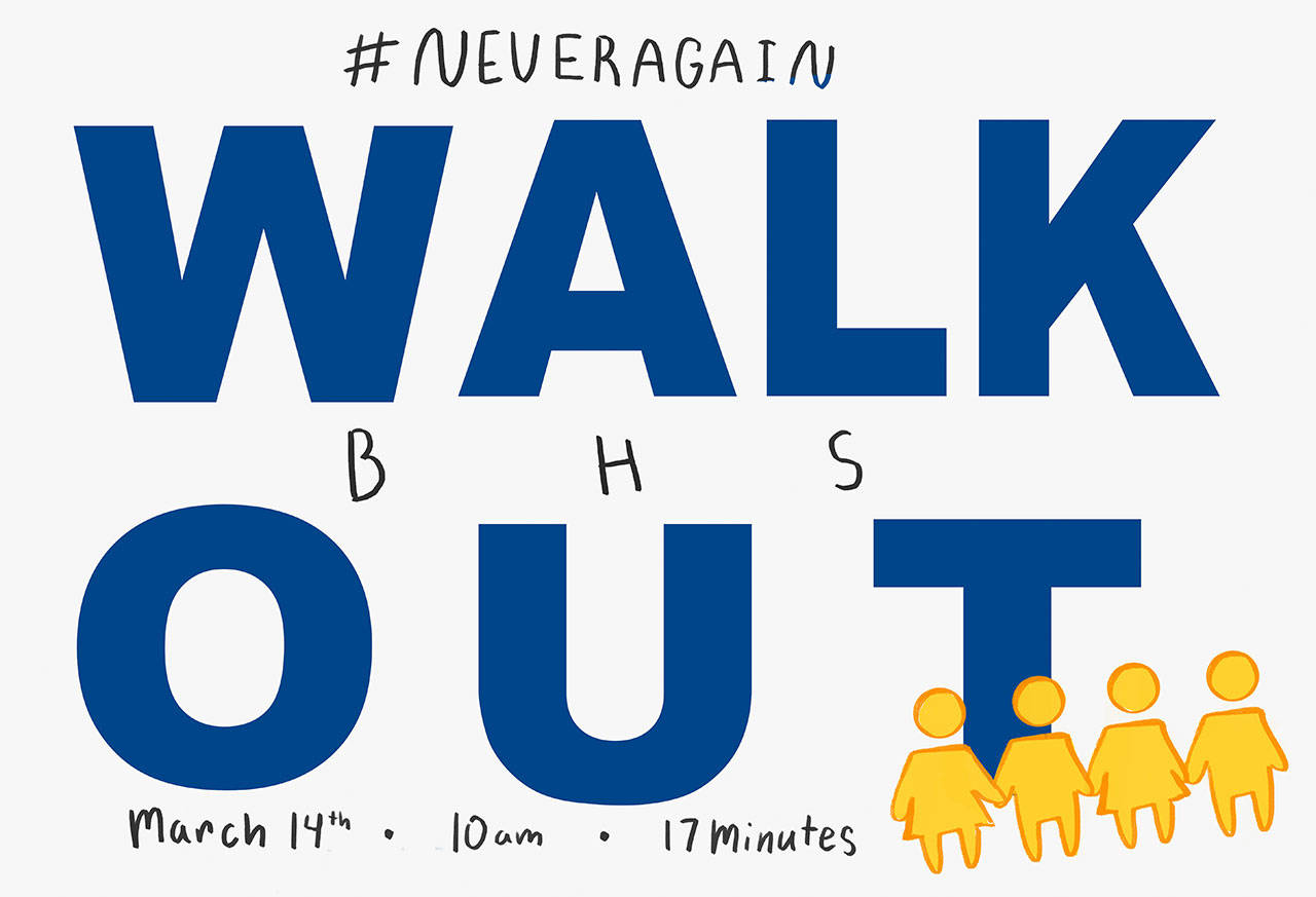 Image courtesy of Finn Tait | On Wednesday, March 14 at 10 a.m., students from Bainbridge and Eagle Harbor High Schools will walk out of class for a 17-minute showing of solidarity, joining youths around the country in a unified call for improved campus safety and a collective frustration with the lack of progress being made by lawmakers to address the issue.
