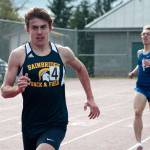 Luciano Marano | Bainbridge Island Review - Speedy Spartan Carlo Ruggiero finished in second place and set a new personal record in the 1600-meter event at the recent four-school tack and field meet at Bainbridge High School.
