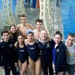 Members of the Bainbridge Island Dive Club gather for a group photo at their last meet of the regular season in Beaverton, Oregon. (Photo courtesy of Adrienne Wolfe)