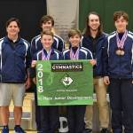 Coach Bryan Garoutte, Aidan Cretarolo, Coach Bryan Peterson, Jonah Frago, Owen Scheer and Jacob Hall gather for a team photo at the state meet. (Markos Scheer photo)