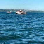 A Seattle Fire Department boat crew searches for a 70-year-old man who went missing after his plane crashed in the water off Bainbridge Island on May 27. (U.S. Coast Guard photo by Petty Officer 3rd Class Dustin Lay)