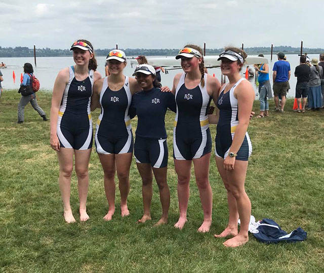 Photo courtesy of Rachel Zachariah                                Bainbridge Island Rowings Womens Varsity 4+.