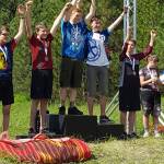 Photo courtesy of Jo Vanderlee | Ezra Tweiten stands on the podium after winning second place in the Beginner High School Boys race.