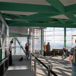 An artists rendition of the inside of the proposed new passenger walkway at the Bainbridge ferry terminal. (Image courtesy of WSF)
