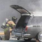 Classic VW catches fire at Island Village Shopping Center