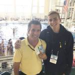 Bainbridge diver Kiernan Liberman (right) stands with Coach Chris Miller at the U.S. Diving Junior Olympic National Championships. (Photo courtesy of the Bainbridge Island Diving Club)