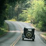 A driver in a Model A Ford drives along Miller Road earlier this week.
