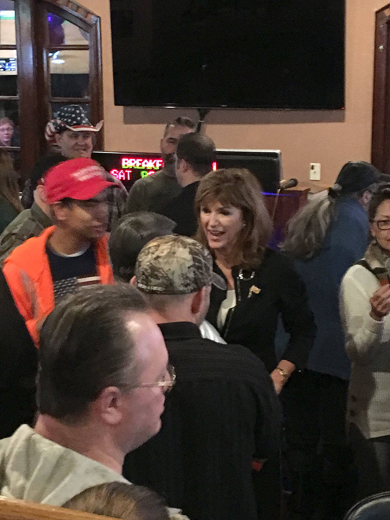 Susan Hutchison, a former television news anchor and chair of the Washington State Republican Party, was in Bremerton on Tuesday for a town hall in support of her Senate campaign. (Gabe Stutman/Kitsap News Group)