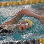 Bainbridge Spartan Zeya Korytko competes in last Fridays meet against Bishop Blanchet at the Bainbridge Aquatic Center. She placed second in the 200-yard freestyle. (Brian Kelly | Bainbridge Island Review)