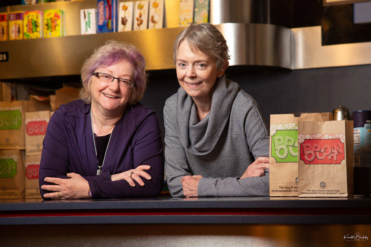 Keith Brofsky photo | T.J. Faddis, former manager of the Lynwood Theatre, and Kathleen Thorne, original founder of the Celluloid Bainbridge Film Festival have co-curated the lineup for this, the 20th annual festival, which returns to Lynwood Saturday, Nov. 17 and Sunday, Nov. 18.