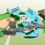 An artists rendition shows the ferry boat playground structure and adjoining features. (Image courtesy of the Bainbridge Island Metropolitan Park Recreation District)