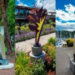 Three pieces were installed on bases in downtown Winslow last summer in the pilot year for the Something New public art project. (Photo courtesy of the city of Bainbridge Island)