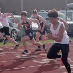 Luciano Marano | Bainbridge Island Review - A three-school track-and-field meet at Bainbridge High School on Thursday, March 21 saw the guests from Ballard leap to the top of the results in both mens and womens events.