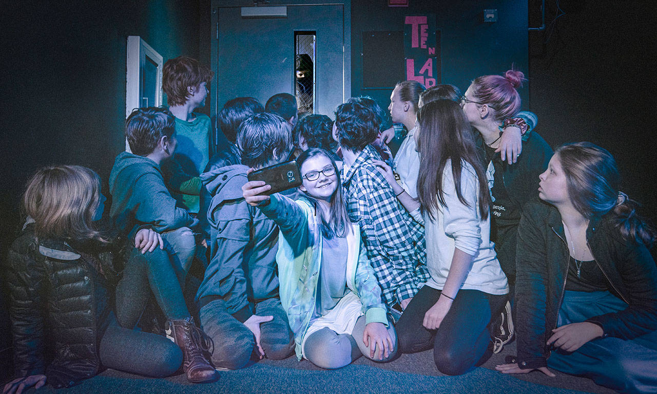 Photo courtesy of Pete Benson | Lockdown, one of the two one-act plays to be performed as part of the Bainbridge Performing Arts Theatre Schools Teen Lab program along with Selfie, takes place entirely in a darkened classroom during the titular event.