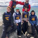 Photo courtesy of David Kaseler | The Bainbridge Sailing team was represented by (front row) Barrett Lhamon, Grace Frei, Evan Yeung, Thomas McNulty and (back row) Trevor Royset and Lindsay Campbell at the recent Bellingham regatta. Also sailing, but not pictured, was Banning Jones.