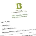 Bainbridge city attorney finds flaws in two recent Ethics Board opinions