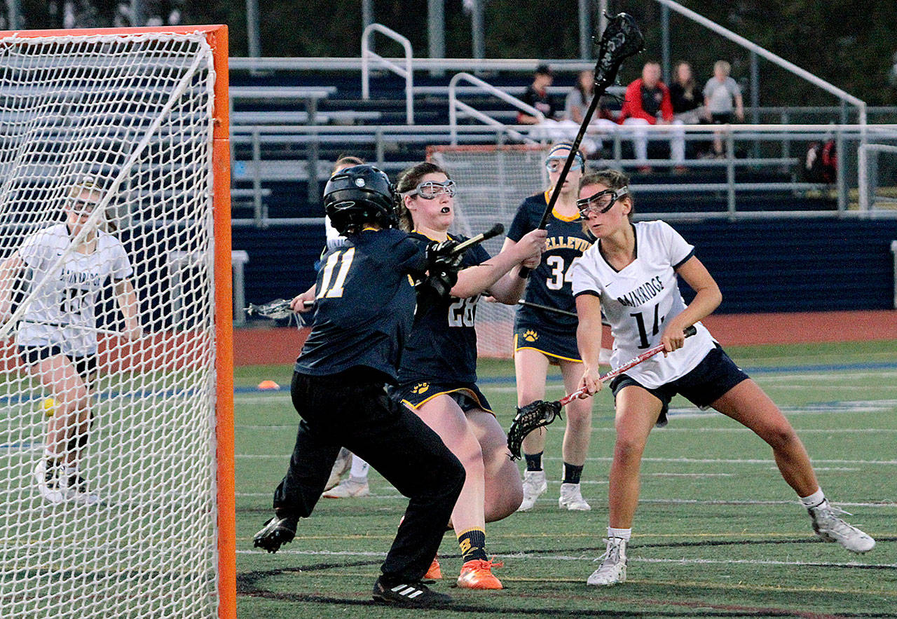 Brian Kelly | Bainbridge Island Review                                Bella Jackson scores on Bellevue during Bainbridges big win over the Wolverines.