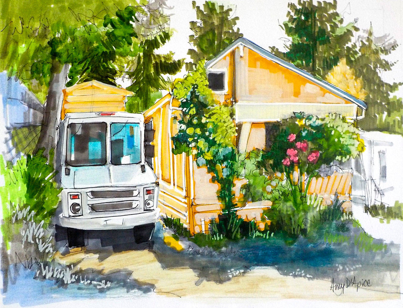 Image courtesy of Amy DApice | The Van, by Amy DApice, on display at Bainbridge Arts & Crafts as part the artists Vanishing Bainbridge show.