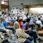 Architect Jim Cutler addresses opponents of the Winslow Hotel at Mondays meeting of the Design Review Board. (Brian Kelly | Bainbridge Island Review)