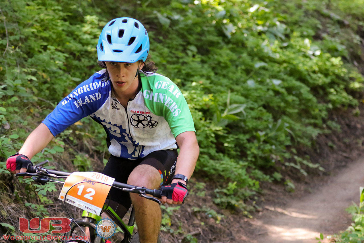 Woodinville Bicycle photo | Bainbridge High School senior Abe Muldrow at the recent Washington Student Cycling League State Championship.