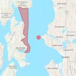 A map of the impacted shoreline/beaches from Thursdays sewage spill in Seattle. (Image courtesy of the Kitsap Public Health District)