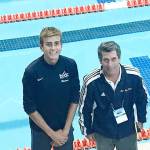 Bainbridge diver Kiernan Liberman stands with Coach Chris Miller at the recent USA Diving Junior Olympic National Championships. (Photo courtesy of Bainbridge Island Diving Club)