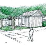 An artists view of the museum expansion, as seen from Ericksen Avenue. (Image courtesy of the Bainbridge Island Historical Museum)