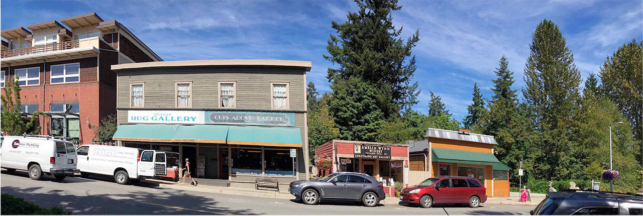 A new hotel has been proposed for property thats now home to some of the oldest buildings in downtown Winslow. (Photo courtesy of the city of Bainbridge Island)