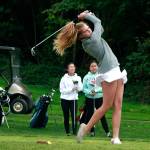 Luciano Marano | Bainbridge Island Review - Margaret Reibsamen tees off during Mondays home match against Garfield.                                 Luciano Marano | Bainbridge Island Review - Margaret Reibsamen tees off during Mondays home match against Garfield.                                 Luciano Marano | Bainbridge Island Review - Margaret Reibsamen tees off during Mondays home match against Garfield.