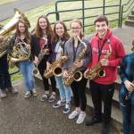 Photo courtesy of Julie Memke | Bainbridge High School band members Ian Gray, Gianna Dewey, Lila Schroer, Cayley Mead, Elana Memke, Nicolas Lofgren and Kelsie Lacey.
