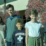 Woodward Middle School Principal Jeff Hale stands with Students of the Month for October; Camille Zaro, Ben Van Patten, Nash Eyrich, and Matilda Sykes. Also pictured is Associate Principal Travis Tebo. (Photo courtesy of Woodward Middle School)